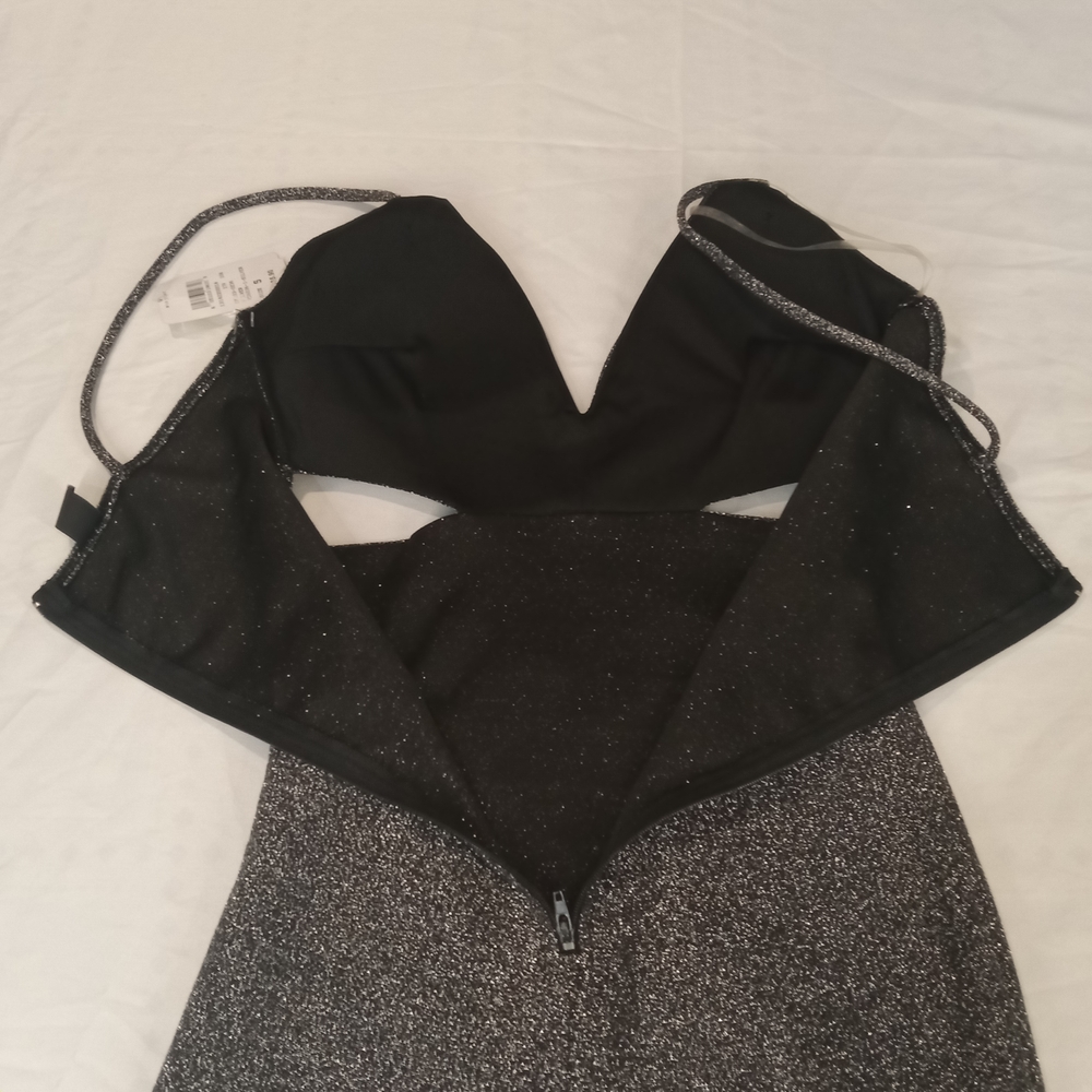 Windsor Elegant Black Glitter cut out Mini Dress Size Small NWT - Picture 6 of 16